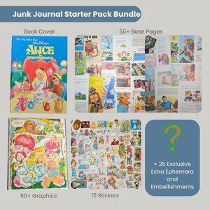 🌀 Alice in Wonderland Junk Journal Starter Pack — 140+ Curious Pieces